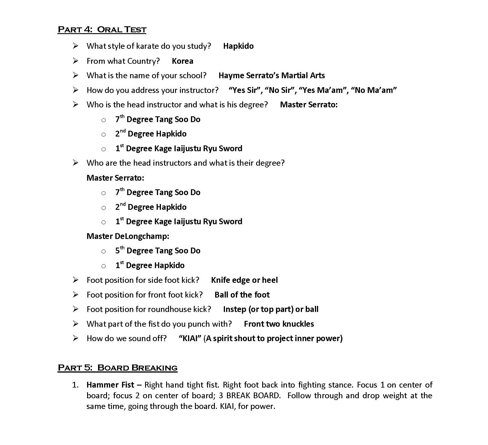 Martial Arts Requirements at Tammy Fox blog