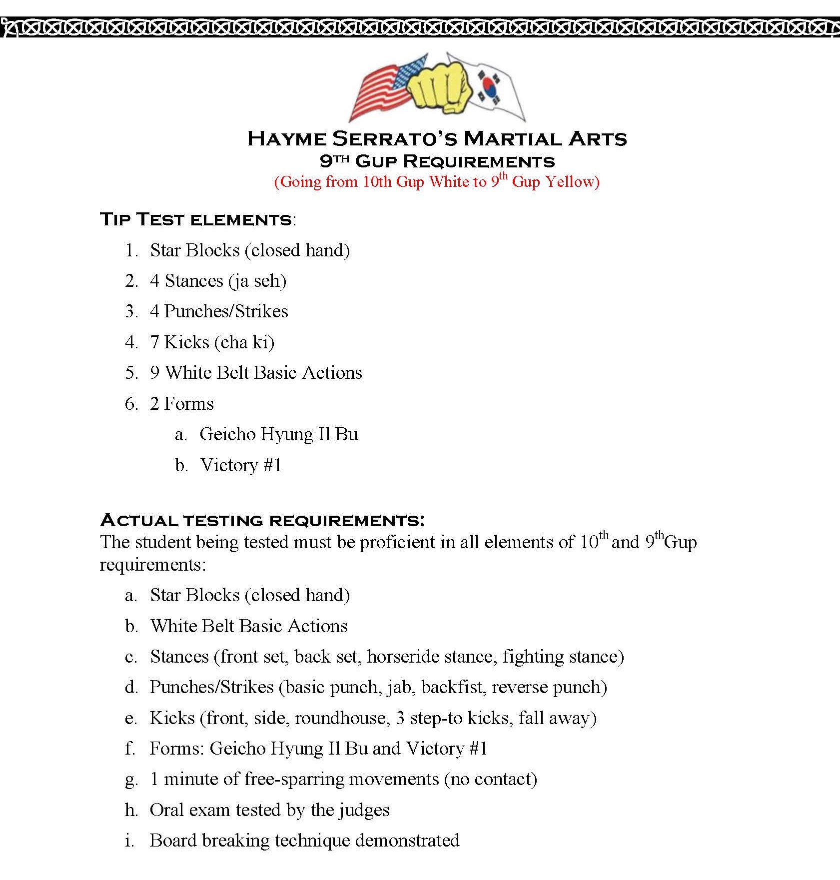 Tang Soo Do Requirement Paperwork Hayme Serratos Martial Arts